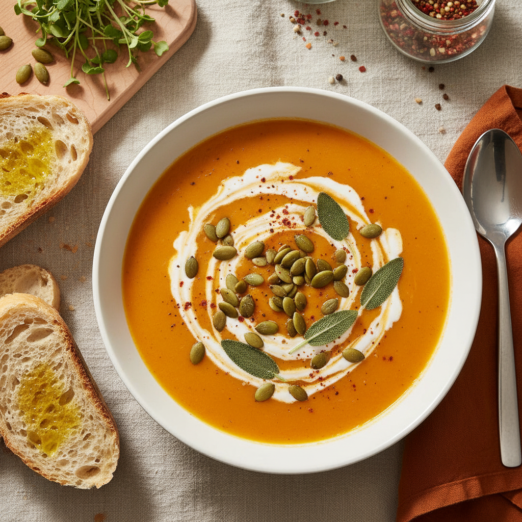 Spiced Carrot Soup with Coconut Cream | Elegant Soup Recipe