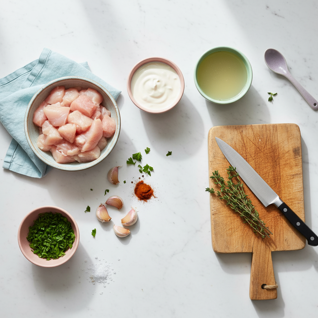 Lazy Dinner Recipes — Creamy Smothered Chicken and Rice in One Pan - preparation
