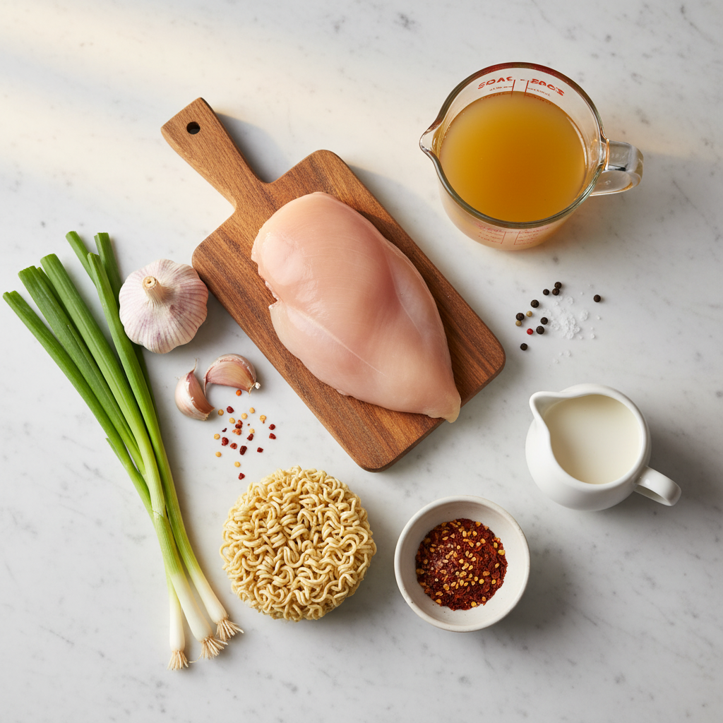 Creamy Garlic Chicken Ramen - preparation