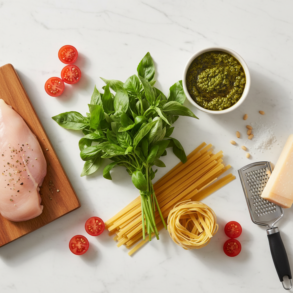 Light Pesto Pasta with Chicken | Healthy Spring Recipes - preparation