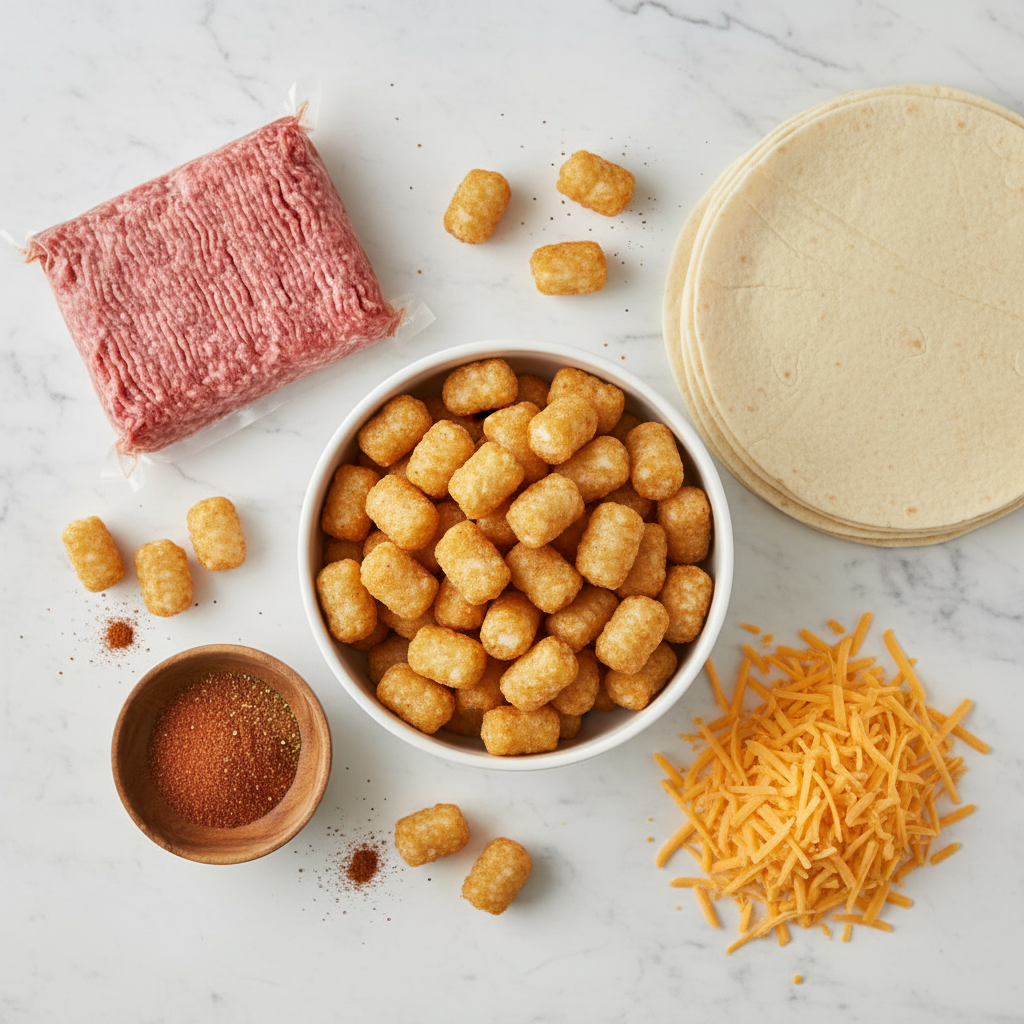 Crispy Golden Cheesy Potato Burritos Ingredients - preparation