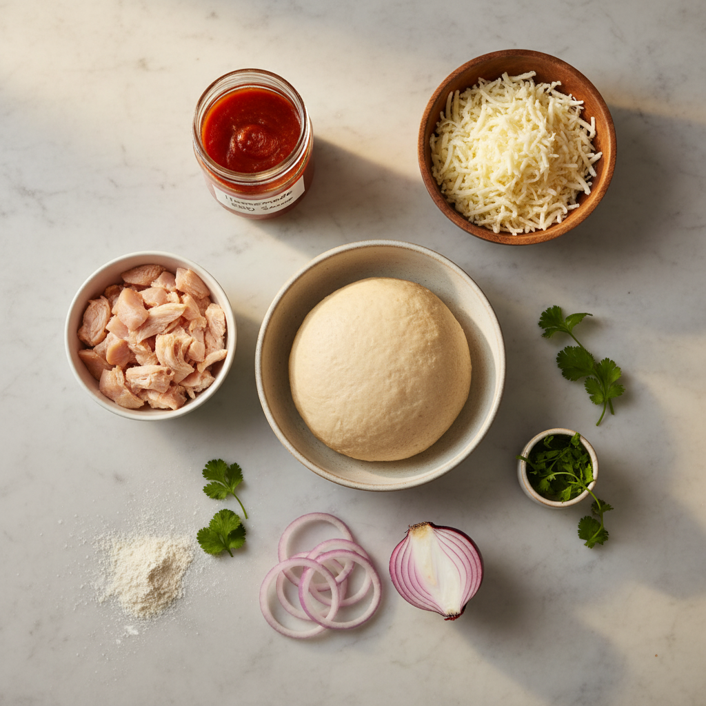 Gluten-Free BBQ Chicken Pizza - preparation